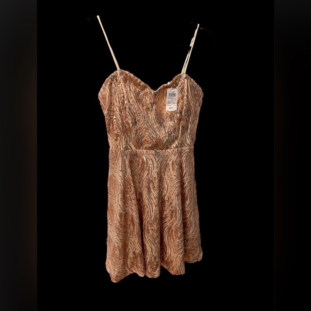 Brown Patterned Spaghetti Strap Dress - image 2